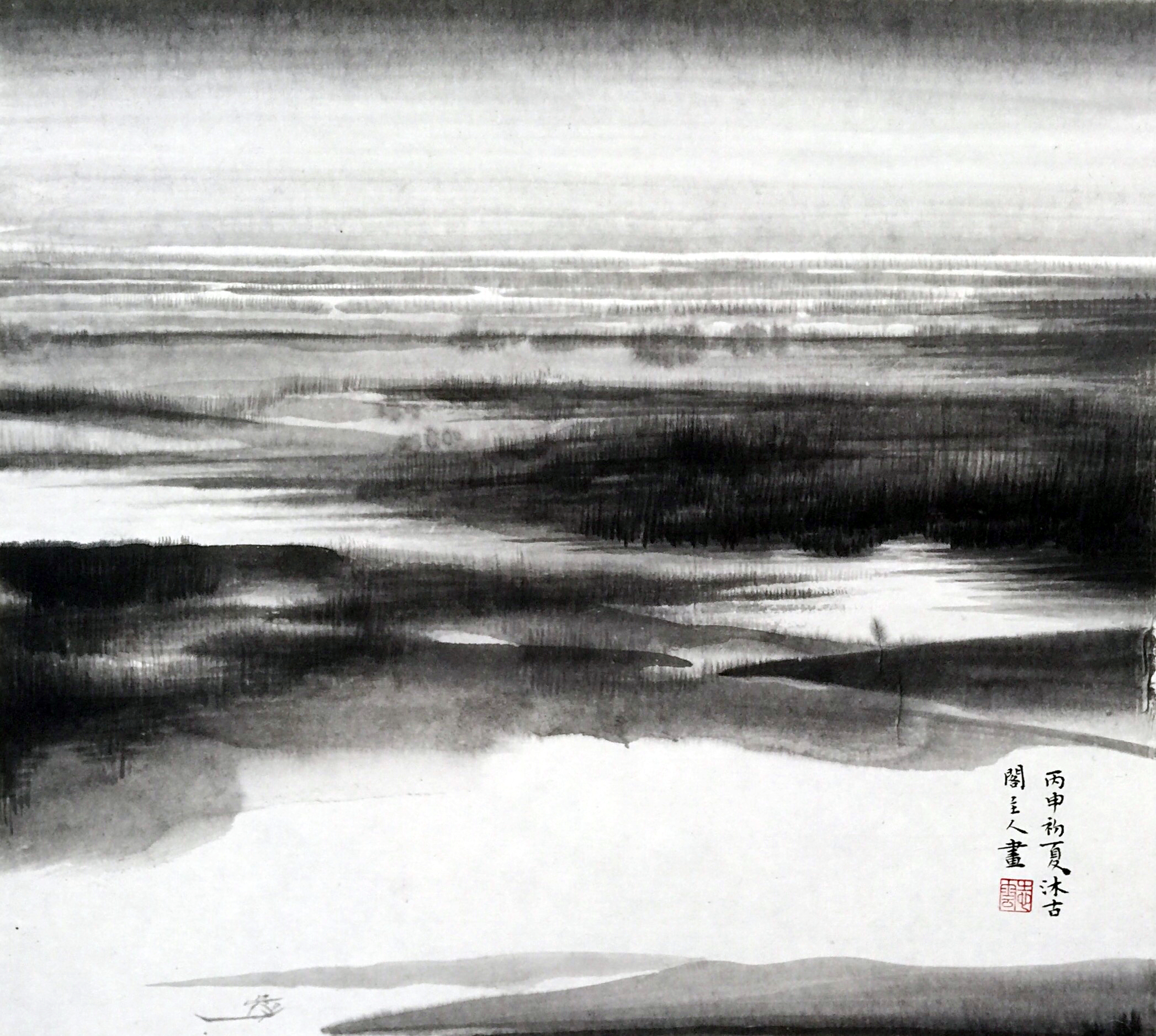 雨润江南 纸本水墨 68cmX68cm 王志云 2015.jpg